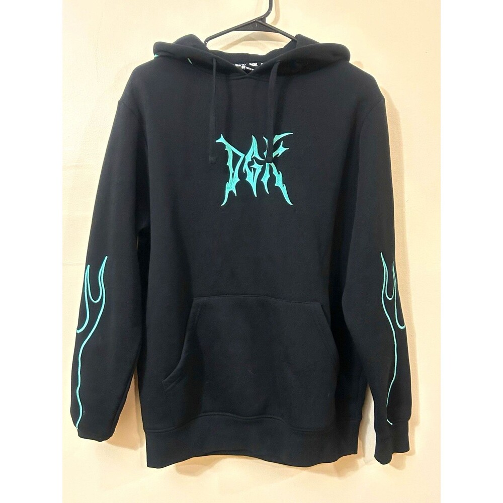 DGK Fuego Embroidered Black Hoodie - Teal Flames